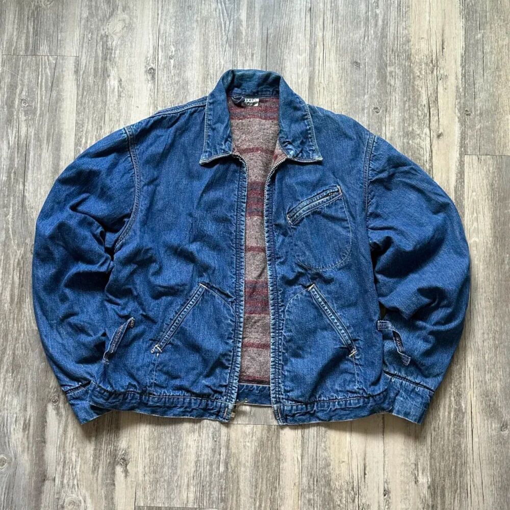 Vintage 50s Key Imperial Sanforized Denim Work Jacket Size Small